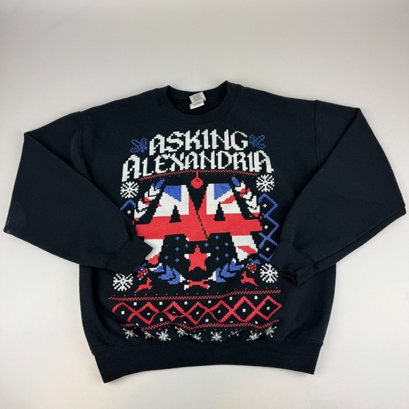 Asking Alexandria Mens Size M Christmas Sweater Sweatshirt Black *Read Desc - Picture 1 of 9